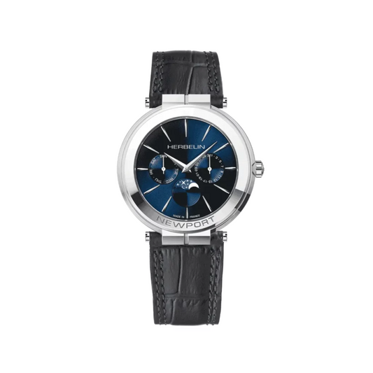 Herbelin Newport Slim Phases de Lune Cuir Bleu