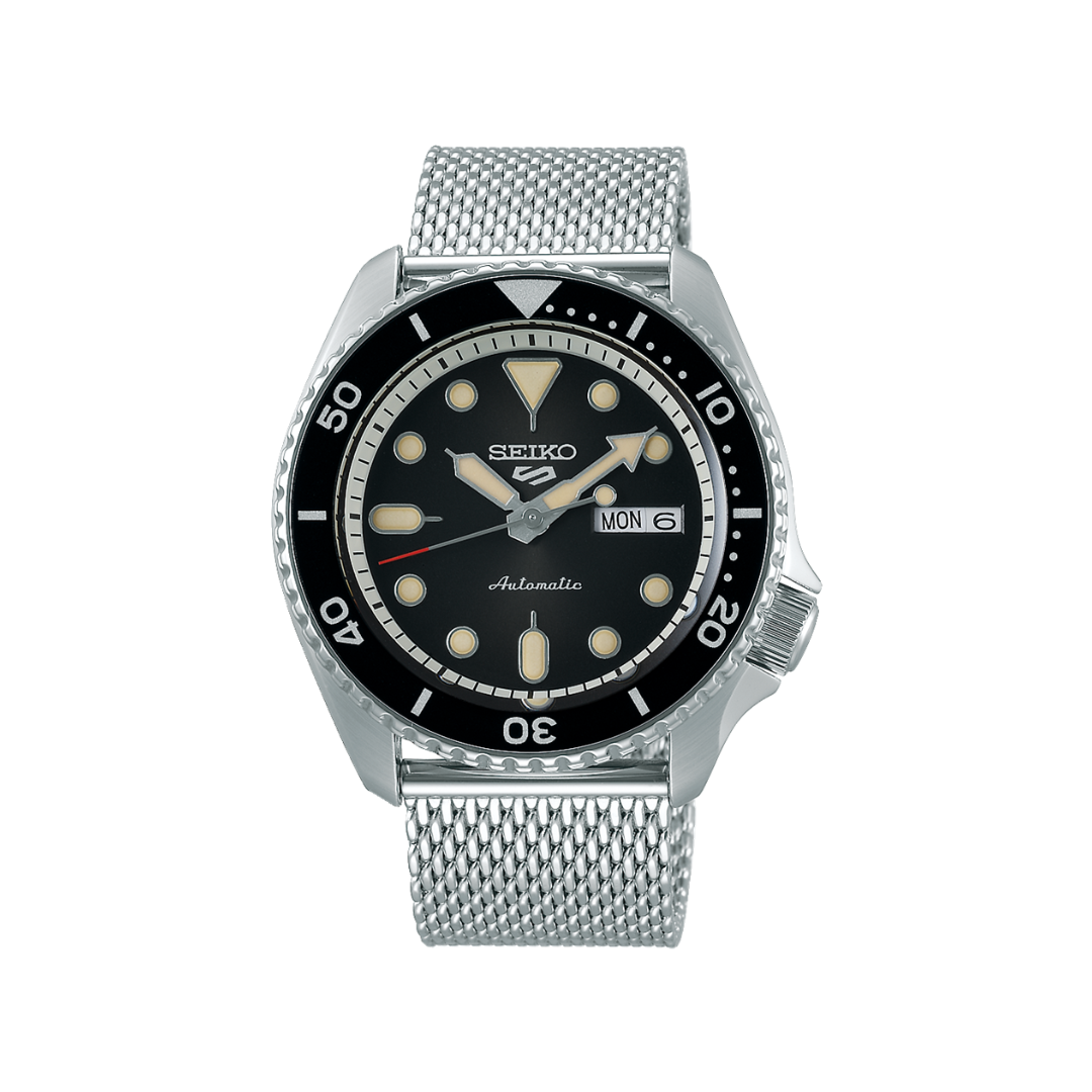 Seiko 5 - Automatique 3 Aiguilles Noir Bracelet Milanais