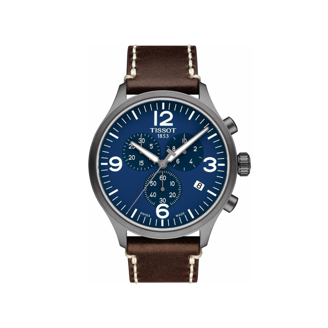 Tissot Chrono XL Bleu Cuir Marron