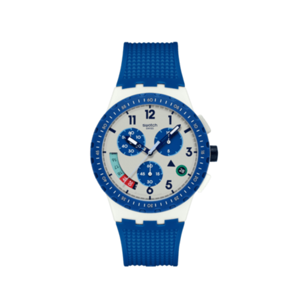 Swatch It’s Time SUSM409 sur fond blanc
