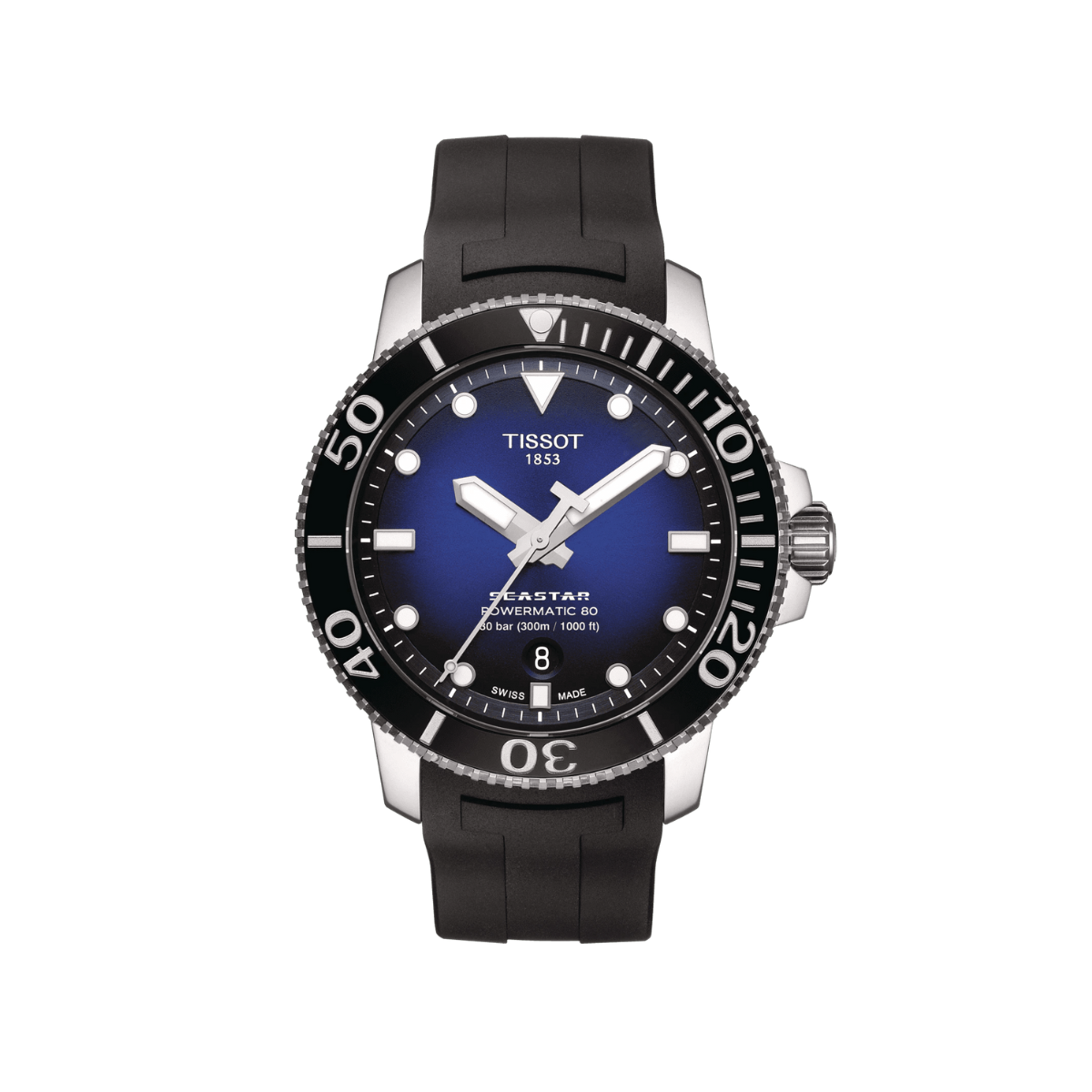 Tissot Seastar 1000 Powermatic 80 Bleu Silicone Noir