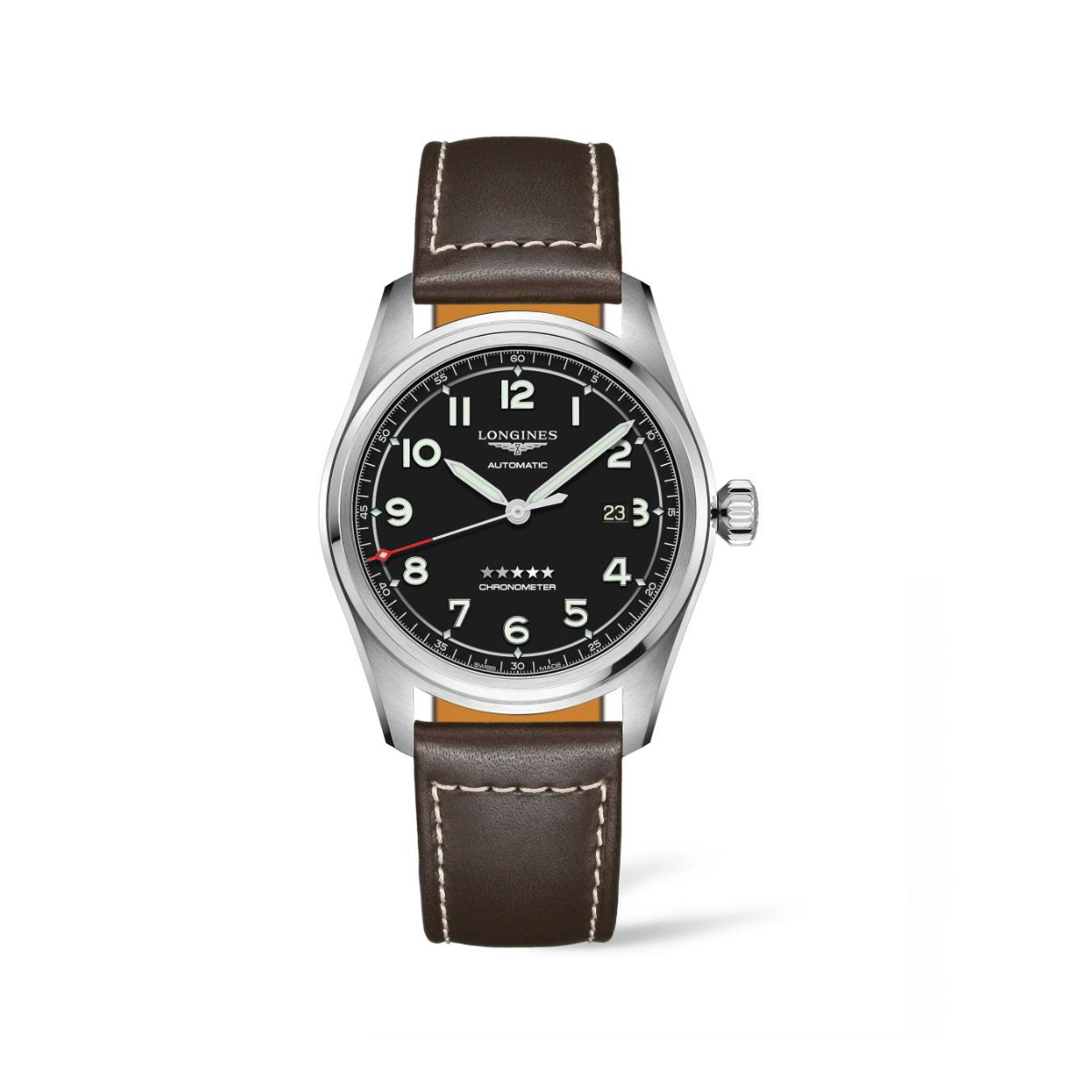 Longines Spirit Noir Cuir Marron - 42MM