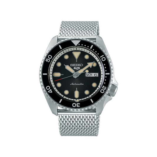 Seiko 5 - Automatique 3 Aiguilles Noir Bracelet Milanais