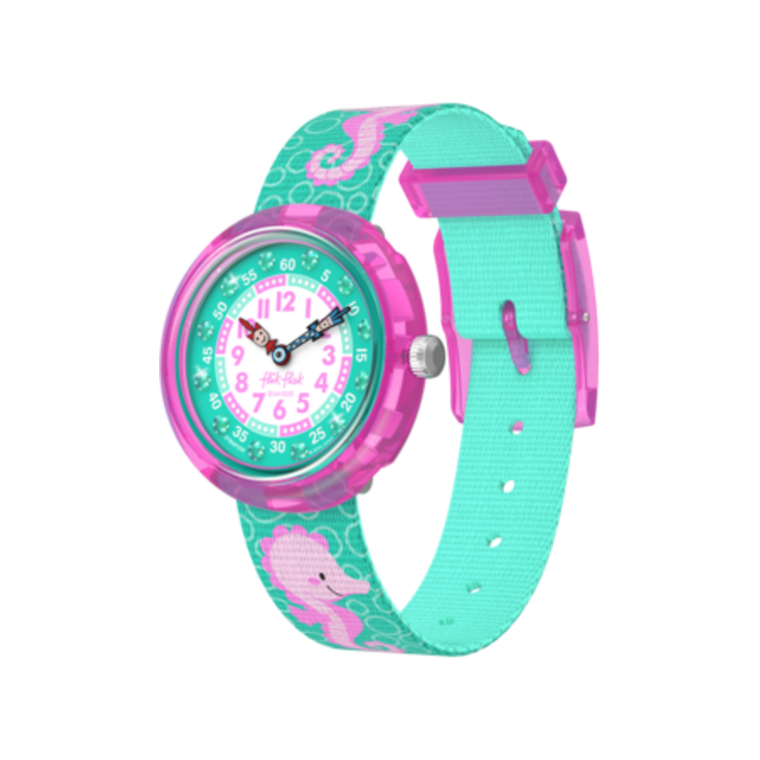 Flik Flak Bubbly Seahorse FBNP256 sur fond blanc