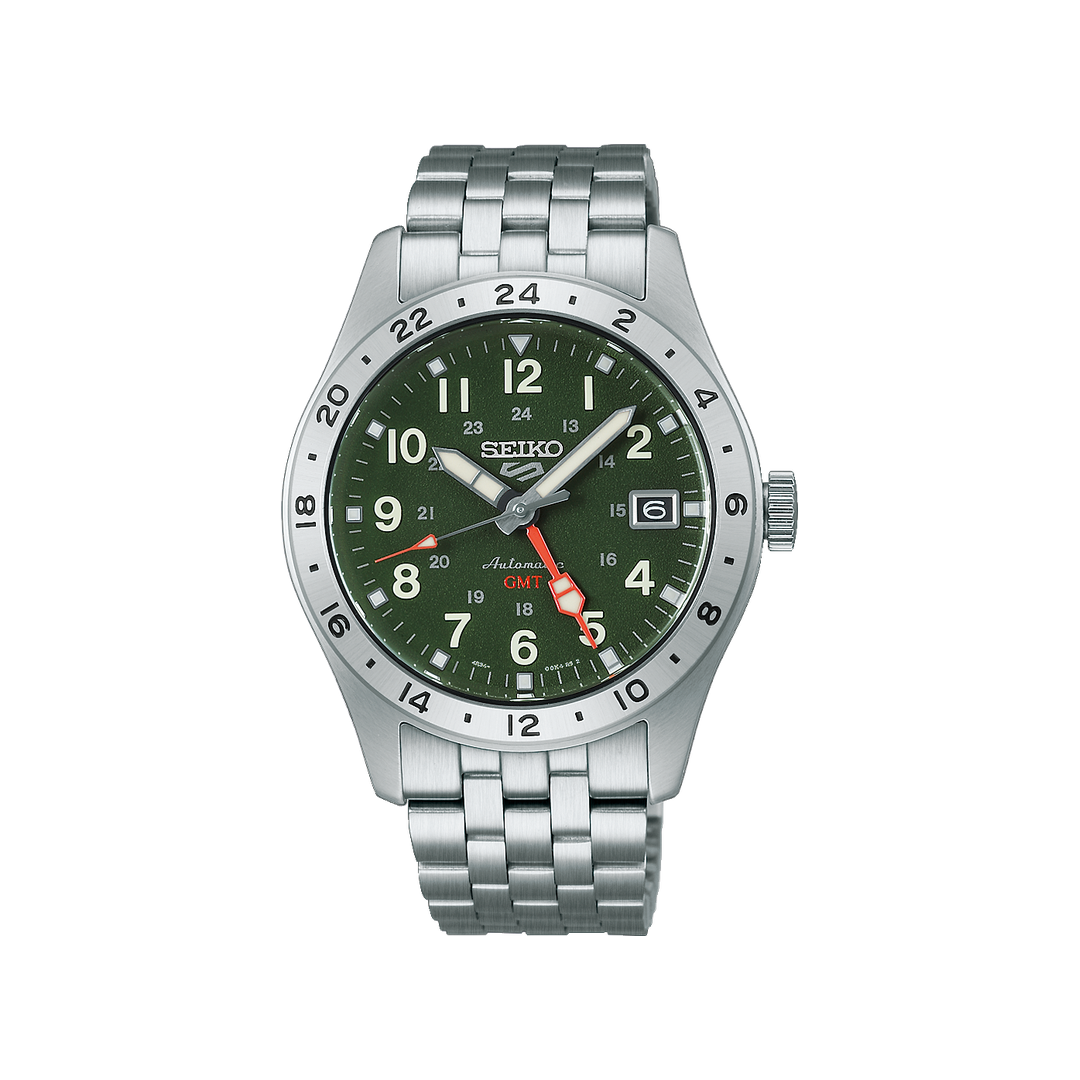 Montre Seiko 5 HDB001K1 sur fond blanc