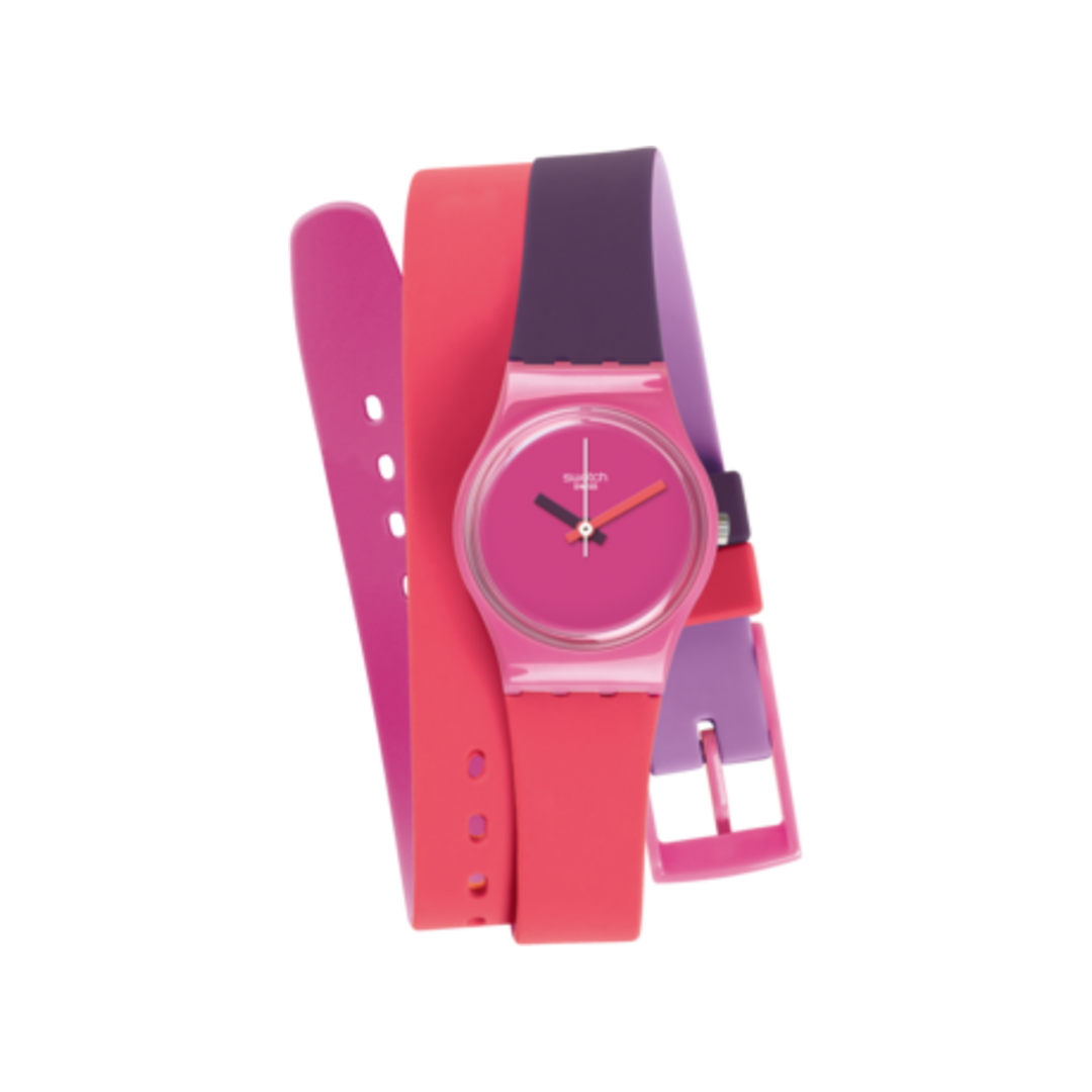Swatch Fun in Pink LP137 sur fond blanc