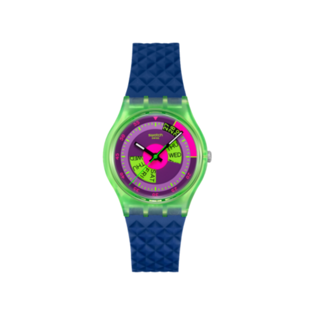 Swatch Neon Skychart SO28G704 sur fond blanc