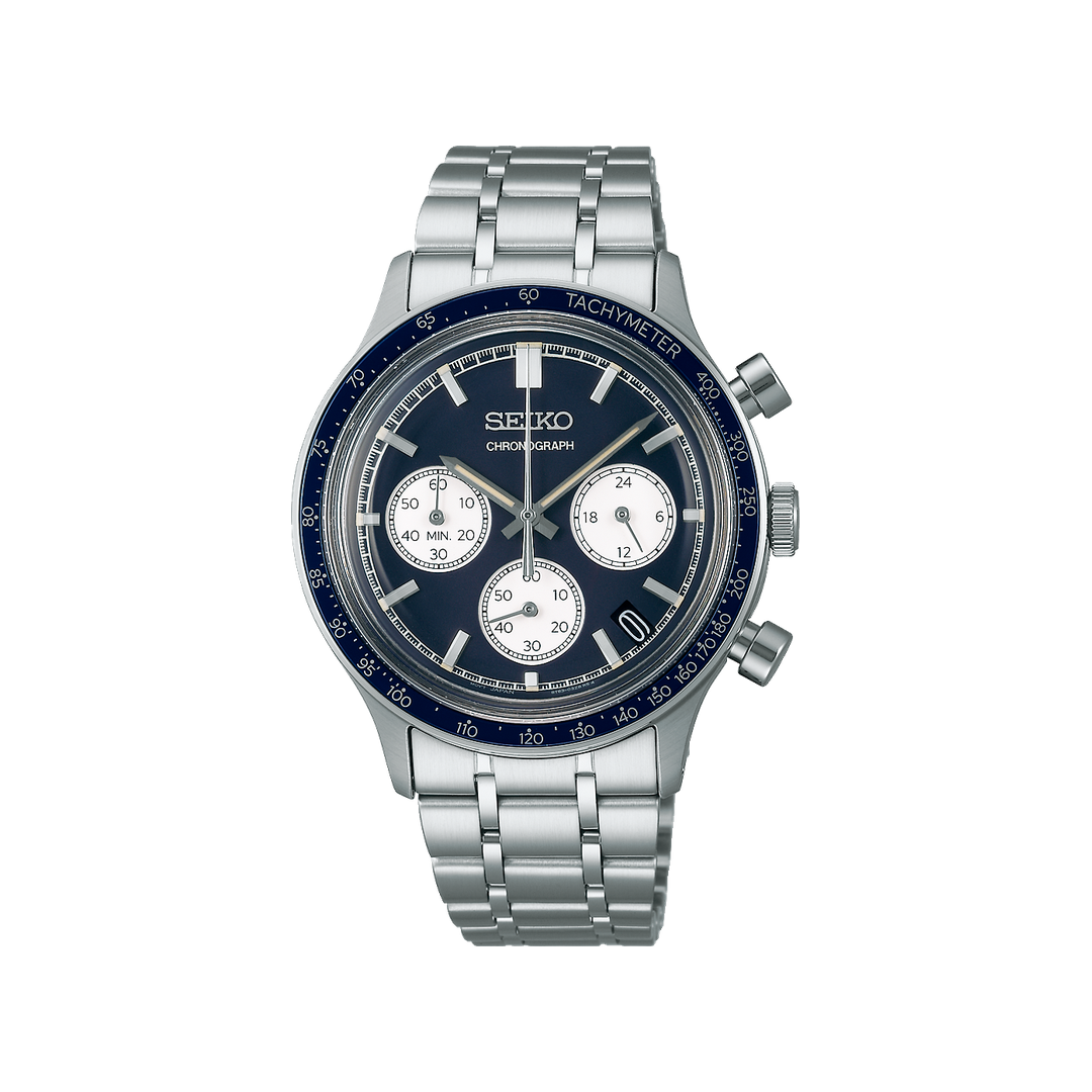 Montre Seiko SSB477P1 sur fond blanc