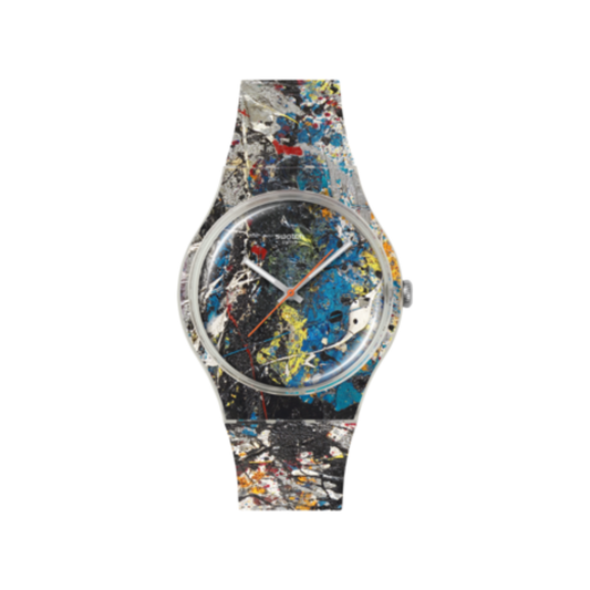 Swatch Pollock’s Alchemy SUOZ366 sur fond blanc