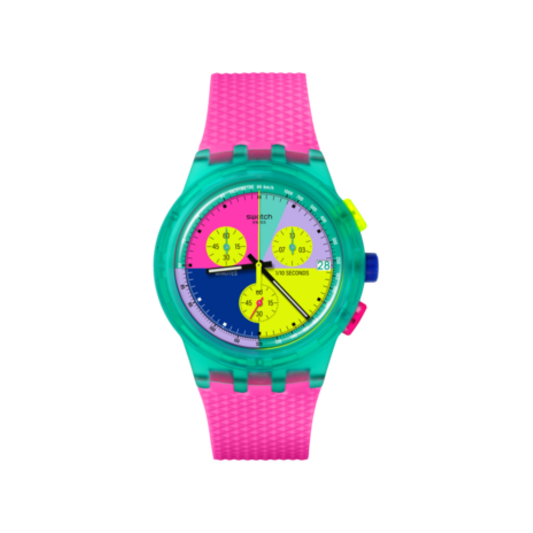 Swatch Neon Flash Arrow SUSG408 sur fond blanc