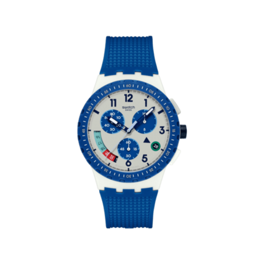 Swatch It’s Time SUSM409 sur fond blanc