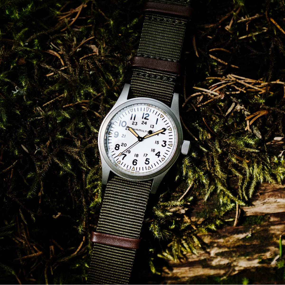 Montre Hamilton Khaki Field dans un décor naturel