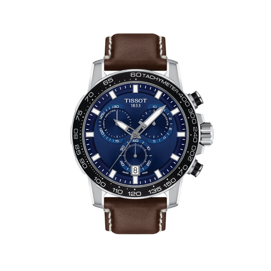 Tissot Supersport Chrono Bleu Cuir Marron